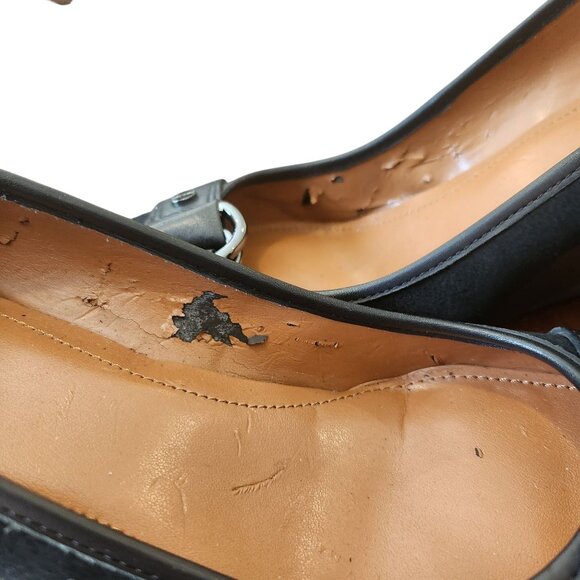 Calvin Klein SONDRA Black Suede & Leather Wedge Pumps Size 7.5 Buckle Detail - Picture 8 of 10